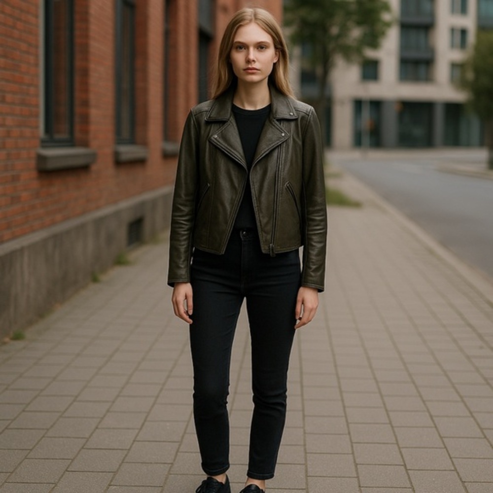 BLANK NYC Women's Vegan Leather Moto Biker‎ Cropped Jacket Sz M Festival Goth